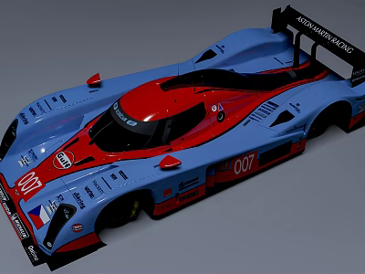 Acura Blue And Red Race Car With 007 Number Streamlined Aerodynamic Design 3d model