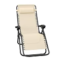 Comfortable Folding Lounge Chair With Metal Frame Canvas Seat And Armrests