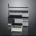 Storage Workbench Furniture With Upper Shelves Blue Worktop Drawers And Cart