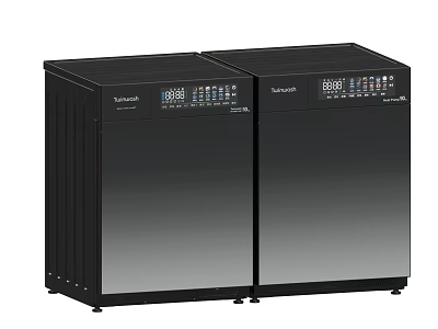 Two Toshiba Black Washing Machines with Digital Control Panel and Sleek Modern Design 3d model