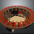 Ancient Circular Building With Multi Tiered Red Seats And Central Sand Area
