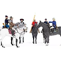 Multiple People Mounted on Horses in Historical Military Uniforms Posed Dynamically 3d model