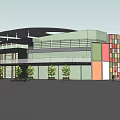 Modern Commercial Complex With Contemporary Architectural Design Glass Facades Lush Greenery And Outdoor Spaces