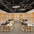 Modern Home Decor Specialty Store With Shelves Display Products And Green Plants