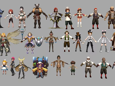 Diverse Game and Movie Characters With Unique Costumes and Styles 3d model