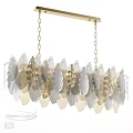 Elegant Modern Leaf Shaped Chandelier With Gold White Decorative Leaves And Metallic Chains