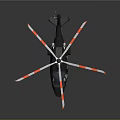Modern Space Aerospace Helicopter With Red White Striped Rotors And Cabin Windows