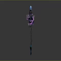 Fantasy Scythe Weapon With Blue Purple Glowing Effects And Ornate Handle Design