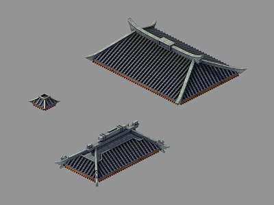 Traditional Chinese Roof with Tile and Eave Structures as Architectural Components 3d model