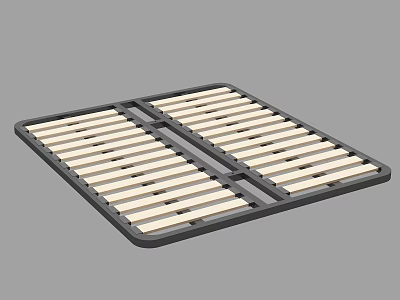 Bed Slat Base With Black Frame And Wooden Slats For Mattress Support 3d model