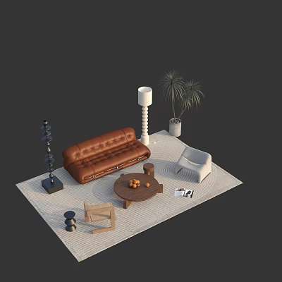Modern sofa coffee table combination 3d model