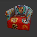 Colorful Single Sofa with Cartoon Dog Characters Red Blue Design for Kids Room
