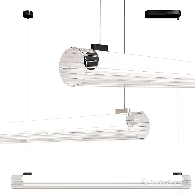Modern Transparent Cylindrical Glass Pendant Lights Hanging In Pair With Sleek Design 3d model 