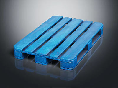 Sturdy Blue Pallet With Slatted Structure For Home And Industrial Storage Use 3d model