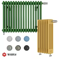 Green And Yellow Radiators With Colorful Decorative Balls For Home Heating Design