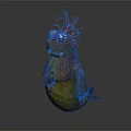 Unique Fantasy Creature Character With Red Branch Head Green Purple Body And Fish Fin Design