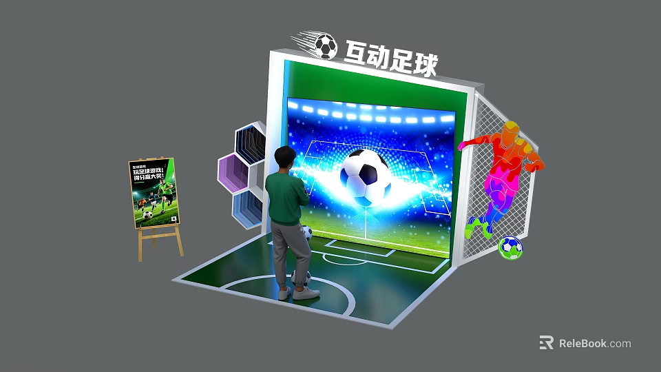 Interactive Football Zone With User Interaction Digital Screen And Field Marking 3d model 
