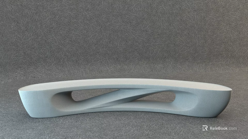 Modern Public Chair With Curved Structure And Hollow Design Elements 3d model 