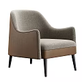 Modern Leisure Chair With Light Brown Fabric And Dark Brown Armrests Black Slender Legs