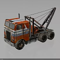 Vintage Red Tow Truck With Blue And White Stripes And Crane Design