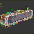 Blue And White Electric Train Model With Windows And Roof Equipment On Reflective Surface