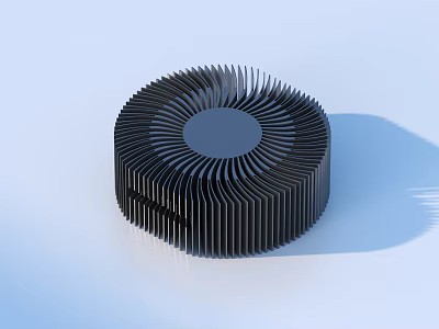 Black Circular Daily Living Product With Radial Striped Design And Central Flat Surface 3d model