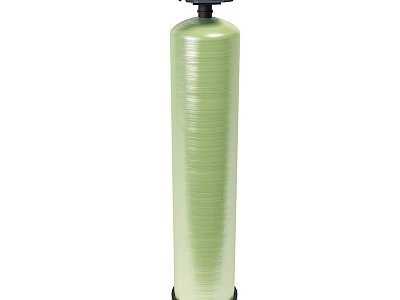 Green Cylindrical Water Filtration Tank With Black Top And Base 3d model