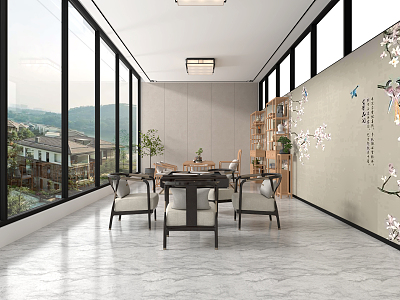 Tea Room Tea Table Chinese Style Tea Room New Chinese Style Tea Room Living Room Tea Cabinet Tea Table Landscaping Landscape Chinese Style Tea 3d model