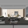 Modern Contemporary Office Interior Design With Sofa Coffee Table Desk Chairs Large Windows And Plants