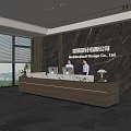 Modern company front desk background wall reception area bar desk reception desk hall simple lobby 3d model