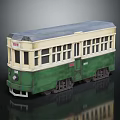 Classic Green and Cream Tram Featuring Roof Windows and Number 378