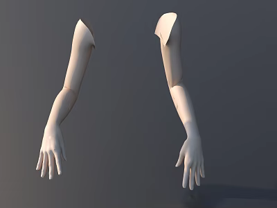 White Mannequin Arms With Detailed Hands And Stretched Fingers On Dark Background 3d model