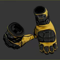 Yellow And Black Protective Gloves With Reinforced Palms And Secure Strap Design