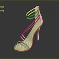 Rose Gold Women's High Heels With Thin Straps And Sparkling Stiletto Design