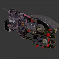 Advanced Futuristic Mechanical Weapon Featuring Multiple Barrels Glowing Missiles And Metal Details