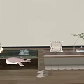 Modern Cushion Bay Window Cushion Bay Window Cushion Pillow Plush Toy Combination 3d model
