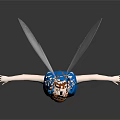 3D Fairy Character With Blue Dress Brown Hair And White Wings Standing