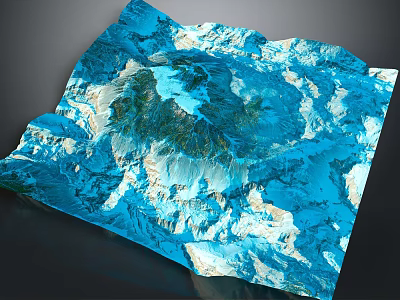 Landscape Garden 3D Terrain Model with Mountains Water Bodies and Green Areas 3d model