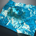 Landscape Garden 3D Terrain Model with Mountains Water Bodies and Green Areas