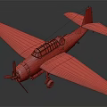 Vintage Fighter Jet with Blue Body Yellow Stripes and White Star Logo and Propeller Design