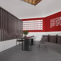 Traditional Chinese Intangible Cultural Heritage Exhibition With Red Decor And Display Counters