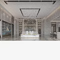 Modern Luxury Real Estate Sales Office Lobby With Marble Finishes And Exquisite Artistic Chandelier Decoration