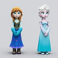 Two Elsa and Anna Princess Dolls Hugging Each Other In Blue Dresses With Braided Hair