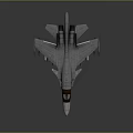 Gray Military Fighter Jet With Red Marked Vertical Stabilizers And Extended Landing Gear