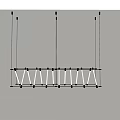 Modern Geometric Chandelier With Linear Metal Frame And White Light For Interior Design