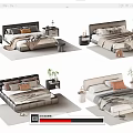 Modern Double Bed Design With Bedside Tables Plants Soft Pillows And Blankets 3d model
