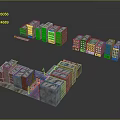 Colorful Cartoon City Buildings With Diverse Architecture And Urban Block Models