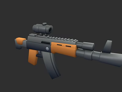 Modern Tactical Assault Rifle With Scope Orange Black Design And Magazine 3d model