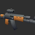 Modern Tactical Assault Rifle With Scope Orange Black Design And Magazine