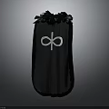 Black Fashion Cape With Feather Trim On Top And White Symbol Middle